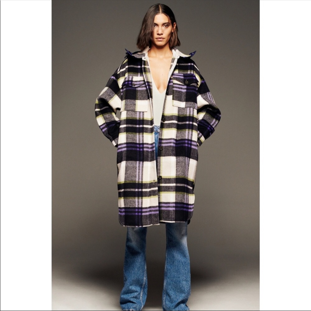 Zara hooded plaid over-shirt - Picture 3 of 12
